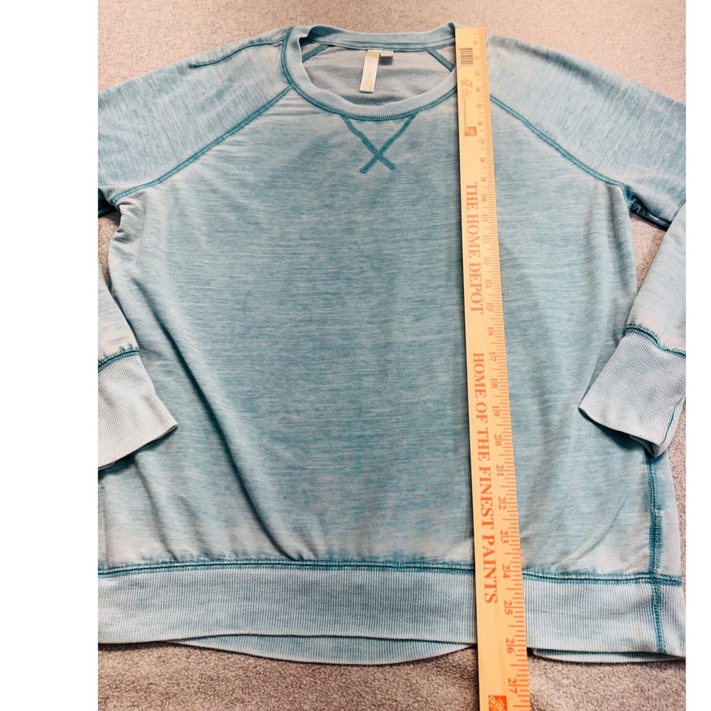 Green Tea Aqua Blue Lightweight Sweatshirt Womens L Lounge Athleisure Pullover - Picture 8 of 9